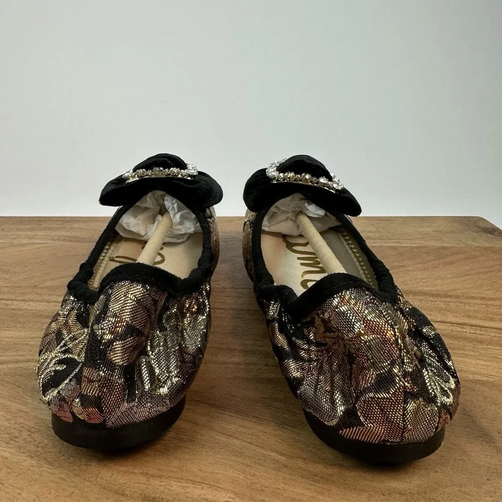 New Big Kids Sam Edelman Farah‎ Bronze Metallic Ballet Flats Shoes Size 3 Y